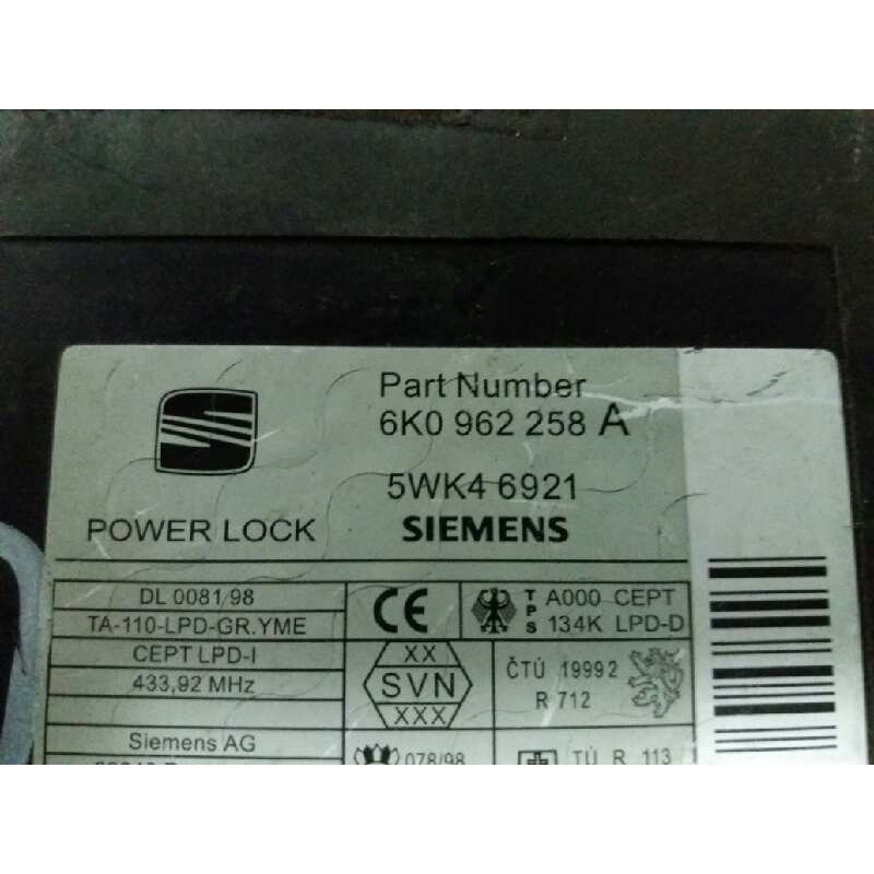 Recambio de modulo electronico para seat ibiza (6k1) stella   |   08.99 - 12.02 | 1999 - 2002 | 68 cv / 50 kw referencia OEM IAM Recambio de modulo electronico para seat ibiza (6k1) stella   |   08.99 - 12.02 | 1999 - 2002 | 68 cv / 50 kw referencia OEM IAM