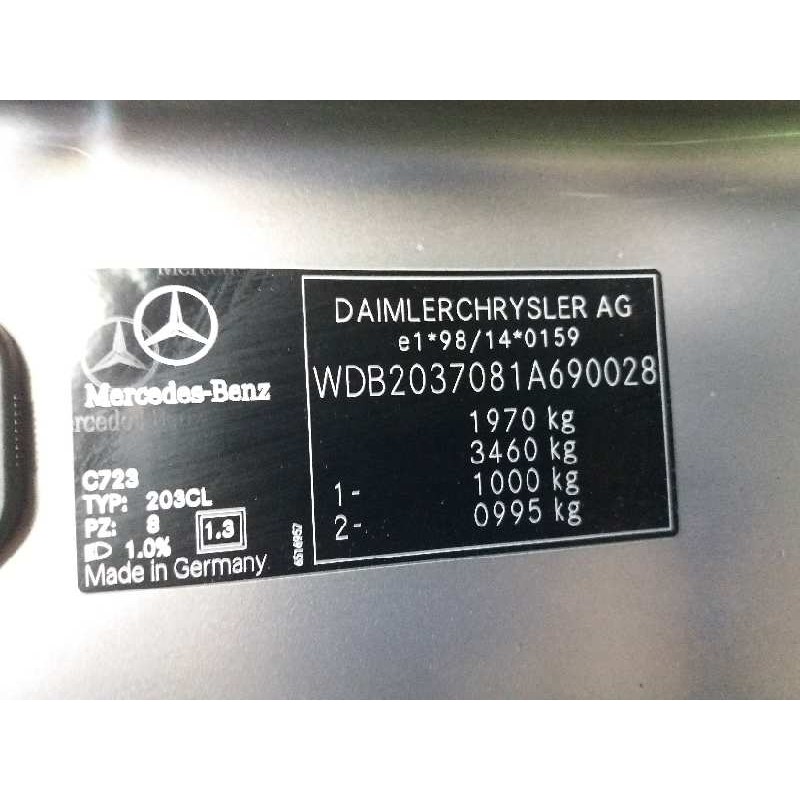 mercedes clase c (w203) sportcoupe c 220 cdi (la) (203.708)   |   04.03 - 12.08 | 2003 - 2008 | 150 cv / 110 kw del año 2003