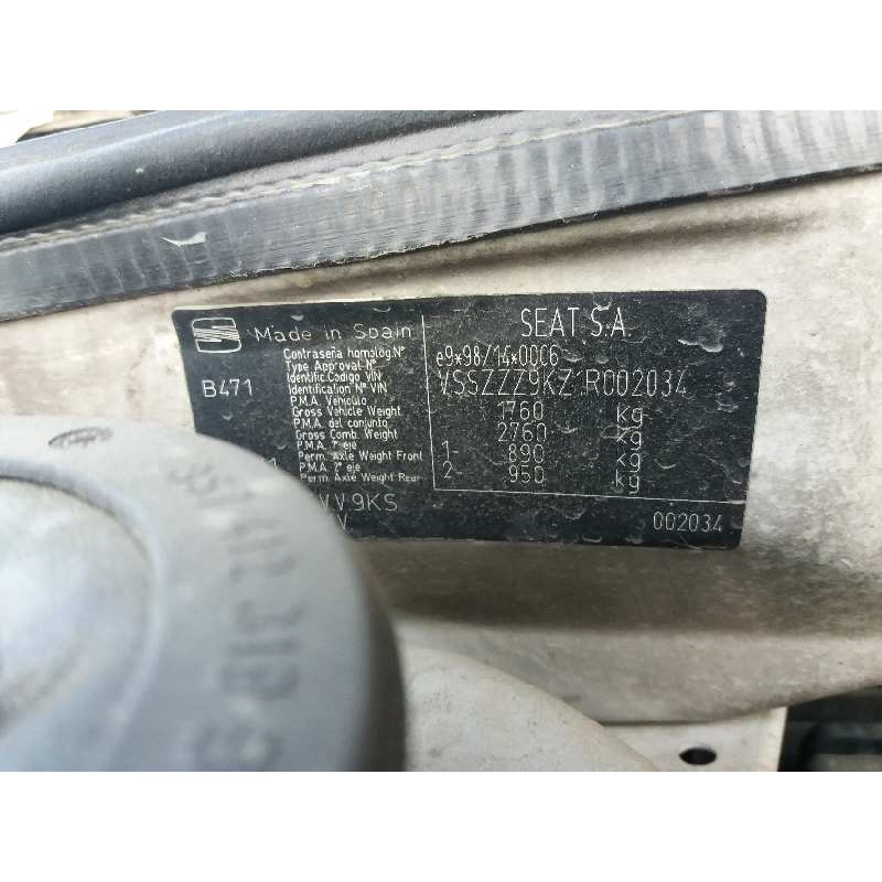 seat inca (6k9) 1.9 d cl familiar   |   01.96 - 12.01 | 1996 - 2001 | 64 cv / 47 kw del año 1996