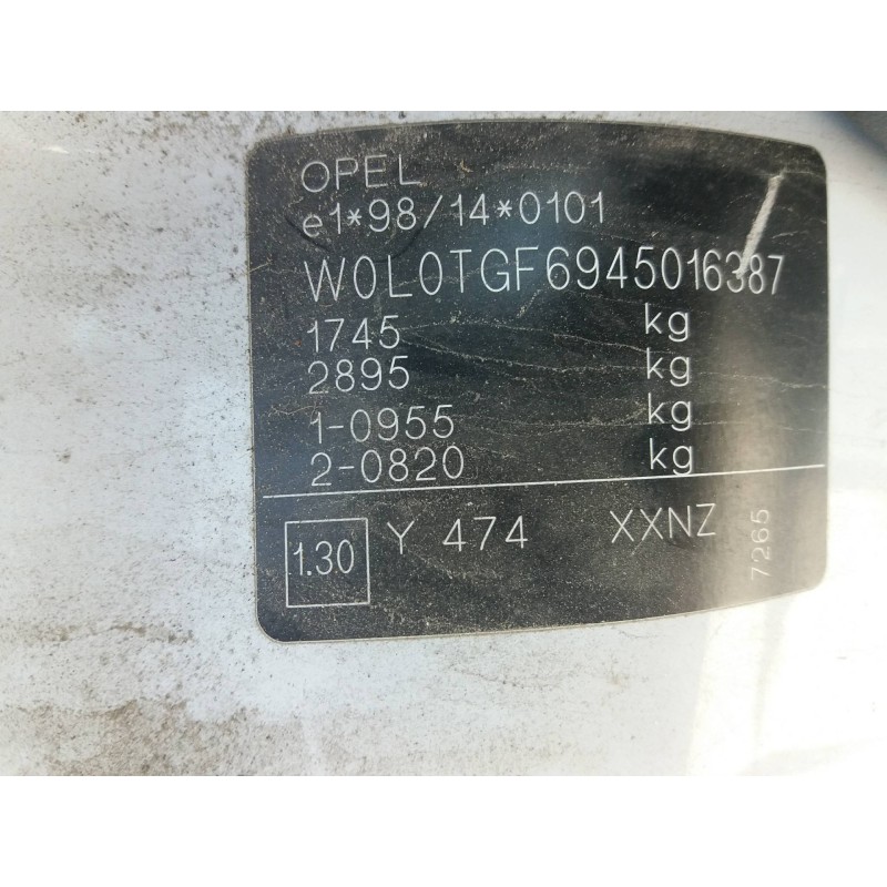 opel astra g berlina 1.7 16v cdti cat (z 17 dtl / lrb)   |   0.98 - ... | 1998 | 80 cv / 59 kw del año 1998