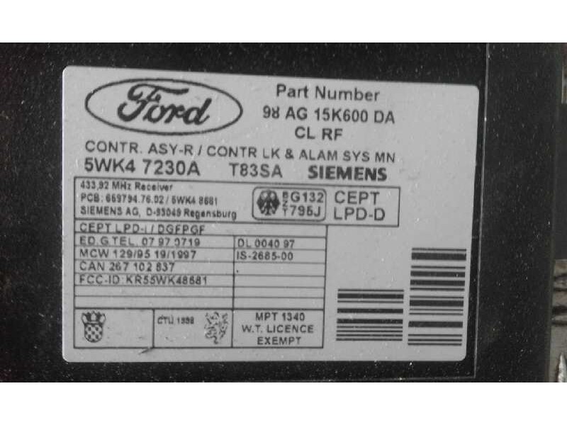 Recambio de modulo electronico para ford focus berlina (cak) ambiente   |   08.98 - 12.04 | 1998 - 2004 | 101 cv / 74 kw referen