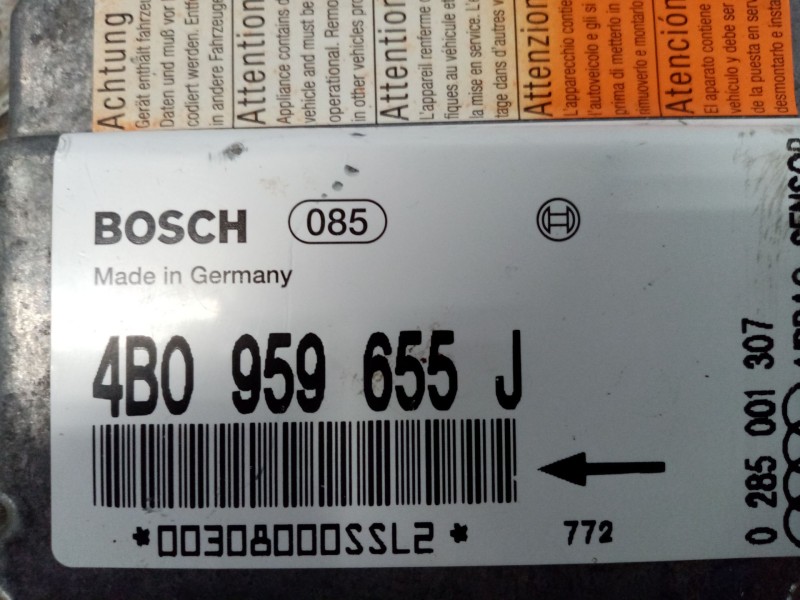 Recambio de centralita airbag para audi a6 berlina (4b2) referencia OEM IAM 4B0959655J 0285001307 