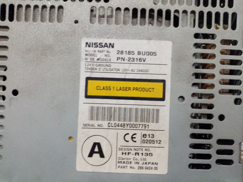 Recambio de sistema audio / radio cd para nissan almera tino (v10m) básico referencia OEM IAM 28185BU005  