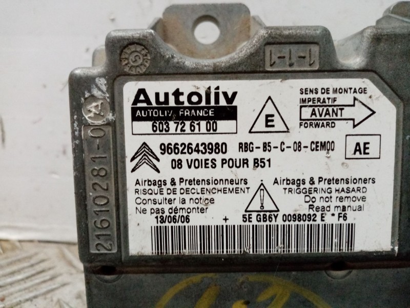 Recambio de centralita airbag para peugeot c4 berlina sx referencia OEM IAM 9662643980 603726100 