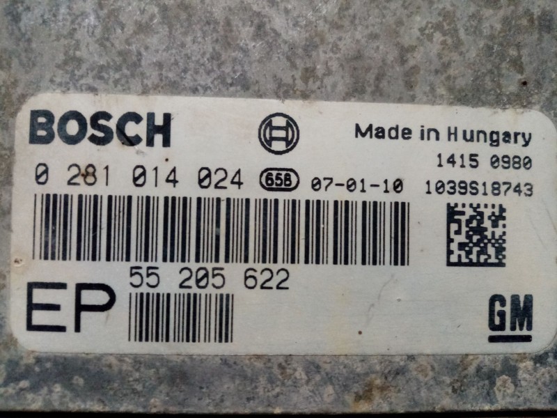 Recambio de centralita motor uce para opel zafira b enjoy referencia OEM IAM 0281014024 55205622 