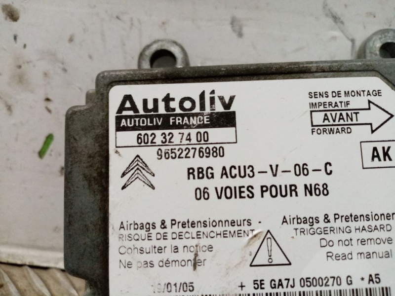 Recambio de centralita airbag para citroen xsara picasso 1.6 16v hdi referencia OEM IAM 9652276980  