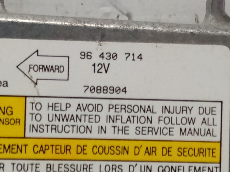 Recambio de centralita airbag para chevrolet kalos 1.2 se referencia OEM IAM 96830358 96430714 