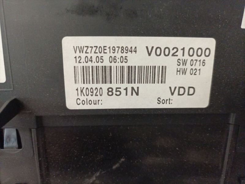 Recambio de cuadro instrumentos para volkswagen golf v berlina (1k1) referencia OEM IAM 1K0920851N  
