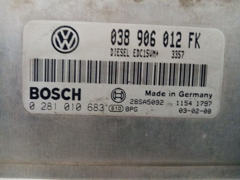 Recambio de centralita motor uce para seat toledo (1m2) referencia OEM IAM 038906012FK 0281010683 