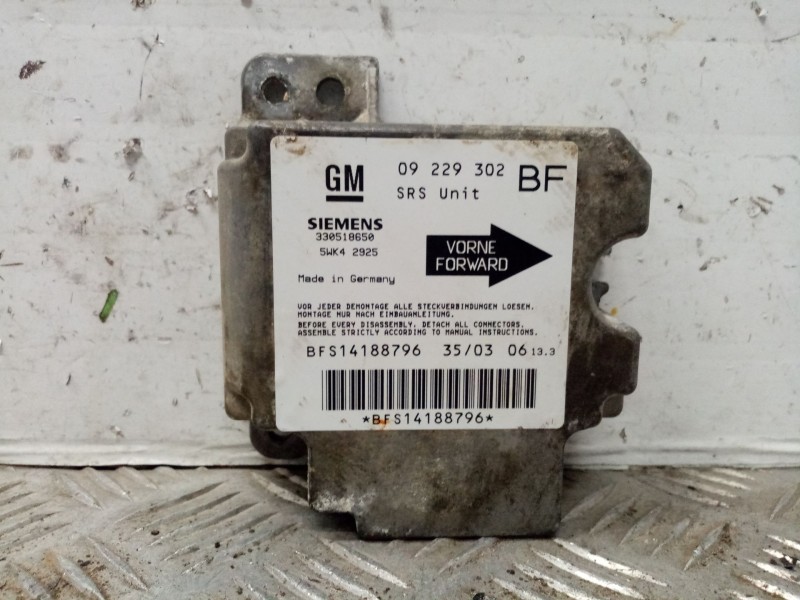 Recambio de centralita airbag para opel astra g berlina edition referencia OEM IAM 09229302  