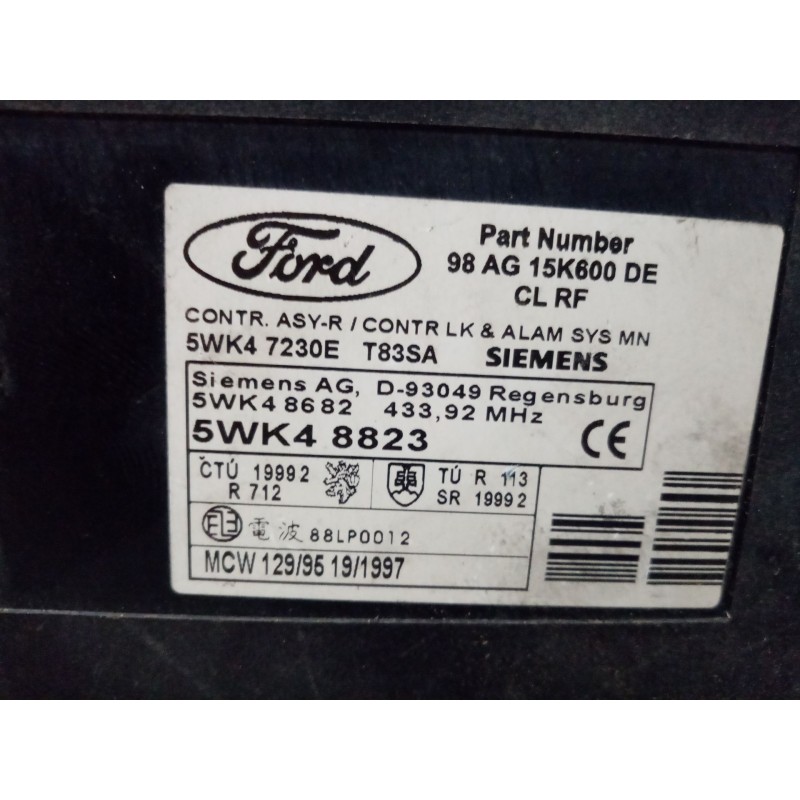 Recambio de centralita cierre para ford focus berlina (cak) trend referencia OEM IAM 5WK48823   Recambio de centralita cierre para ford focus berlina (cak) trend referencia OEM IAM 5WK48823