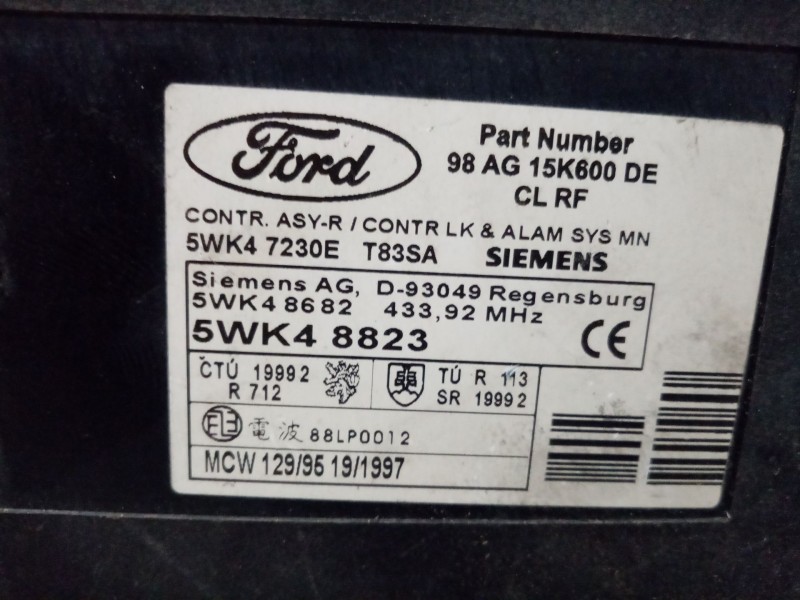 Recambio de centralita cierre para ford focus berlina (cak) trend referencia OEM IAM 5WK48823   Recambio de centralita cierre para ford focus berlina (cak) trend referencia OEM IAM 5WK48823