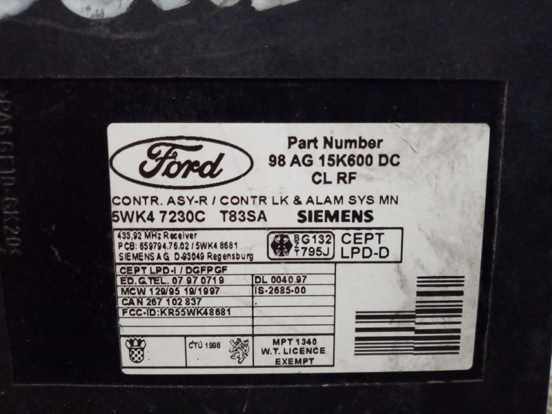 Recambio de modulo electronico para ford focus berlina (cak) ambiente referencia OEM IAM 5WK47230C  