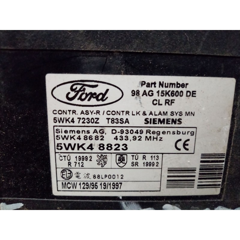 Recambio de modulo electronico para ford focus berlina (cak) ambiente referencia OEM IAM 5WK47230Z   Recambio de modulo electronico para ford focus berlina (cak) ambiente referencia OEM IAM 5WK47230Z