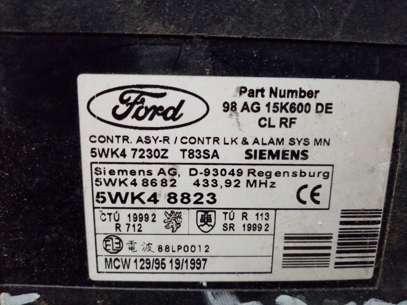Recambio de modulo electronico para ford focus berlina (cak) ambiente referencia OEM IAM 5WK47230Z   Recambio de modulo electronico para ford focus berlina (cak) ambiente referencia OEM IAM 5WK47230Z