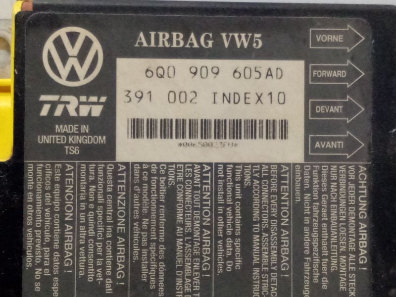 Recambio de centralita airbag para seat ibiza (6l1) 1.9 sdi referencia OEM IAM 6Q0909605AD  