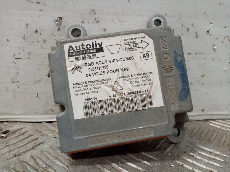 Recambio de centralita airbag para peugeot partner (s2) 2.0 hdi cat referencia OEM IAM 9653190880  