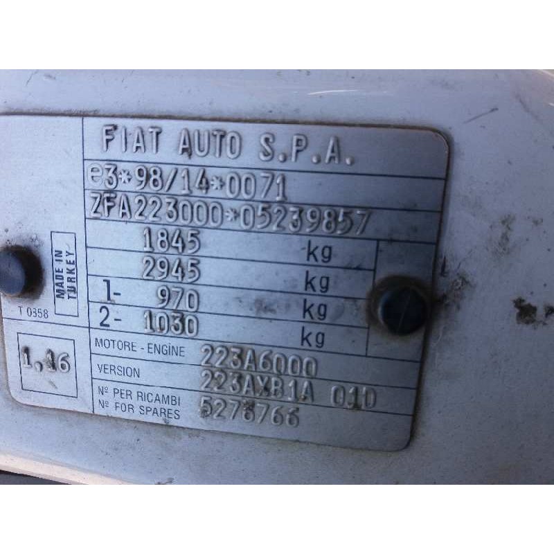 fiat doblo (119) 1.9 diesel cat   |   0.01 - ... | 2001 | 63 cv / 46 kw del año 2001