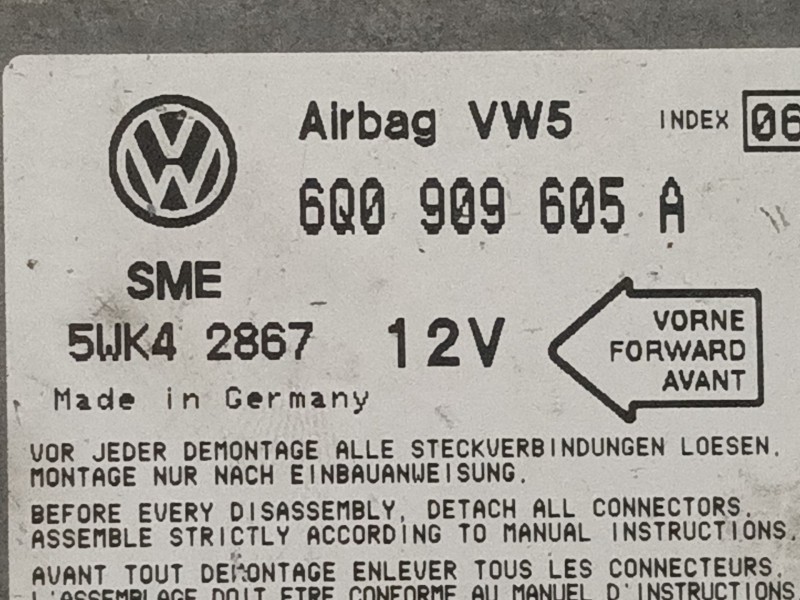 Recambio de centralita airbag para seat leon (1m1) stella referencia OEM IAM 6Q0909605A 5WK41867 