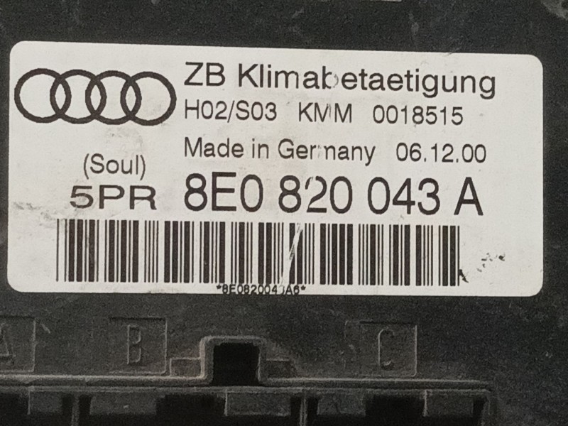 Recambio de mando calefaccion / aire acondicionado para audi a4 avant (8e) 2.0 referencia OEM IAM 8E0820043AC   Recambio de mando calefaccion / aire acondicionado para audi a4 avant (8e) 2.0 referencia OEM IAM 8E0820043AC
