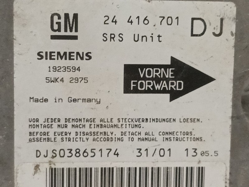 Recambio de centralita airbag para opel vectra b berlina comfort referencia OEM IAM 5WK42975 24416701 DJ 