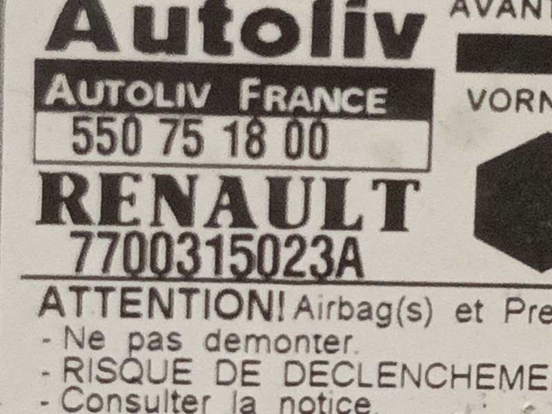 Recambio de centralita airbag para renault kangoo (f/kc0) 1.9 diesel referencia OEM IAM 550751800 7700315023A 
