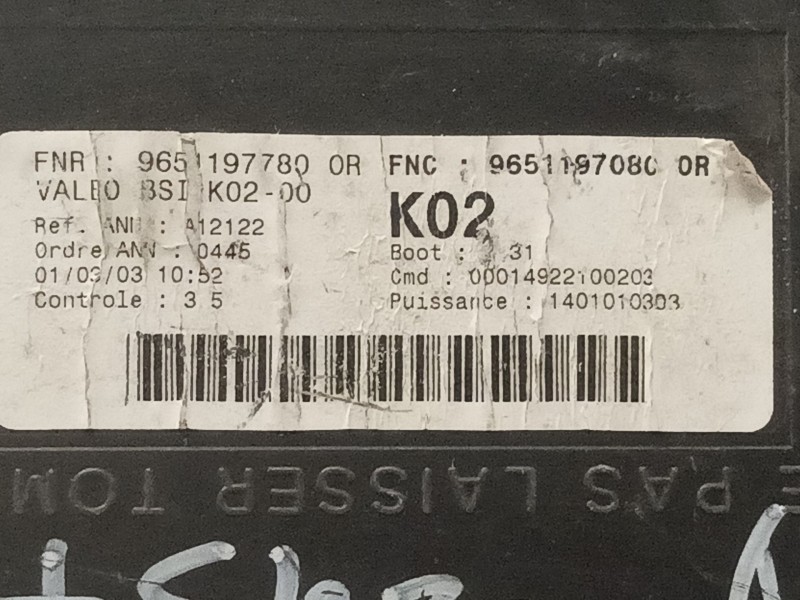 Recambio de caja reles / fusibles para peugeot 307 (s1) referencia OEM IAM 9651197780OR 9651197080OR 