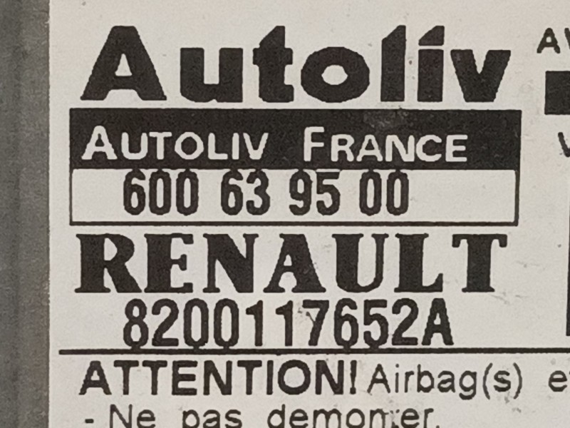 Recambio de centralita airbag para renault scenic (ja..) 1.9 dti century referencia OEM IAM 600639500 8200117652A 