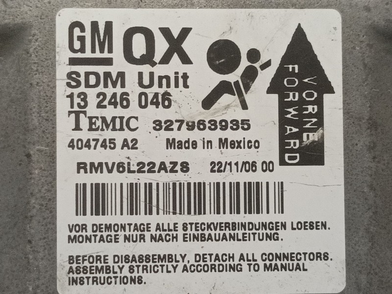 Recambio de centralita airbag para opel astra h berlina essentia referencia OEM IAM 13246046 327963935  Recambio de centralita airbag para opel astra h berlina essentia referencia OEM IAM 13246046 327963935