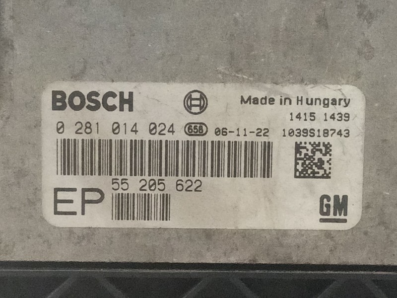 Recambio de centralita motor uce para opel astra h berlina essentia referencia OEM IAM 0281014024 55205622  Recambio de centralita motor uce para opel astra h berlina essentia referencia OEM IAM 0281014024 55205622