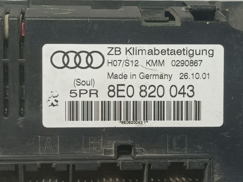 Recambio de mando calefaccion / aire acondicionado para audi a4 avant (8e) 2.0 referencia OEM IAM 8E0820043AC   Recambio de mando calefaccion / aire acondicionado para audi a4 avant (8e) 2.0 referencia OEM IAM 8E0820043AC