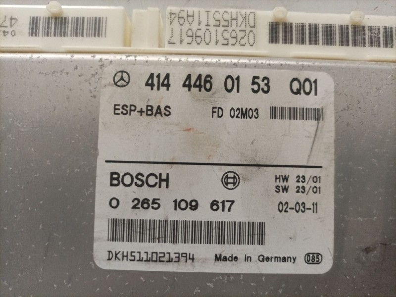 Recambio de centralita abs para mercedes vaneo (w414) furgoneta compacta referencia OEM IAM 4144460153 0265109617 