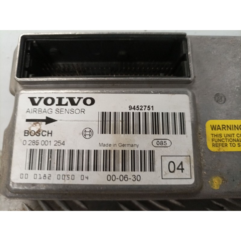 Recambio de centralita airbag para volvo s80 berlina 2.5 d referencia OEM IAM 9452751 0285001254  Recambio de centralita airbag para volvo s80 berlina 2.5 d referencia OEM IAM 9452751 0285001254