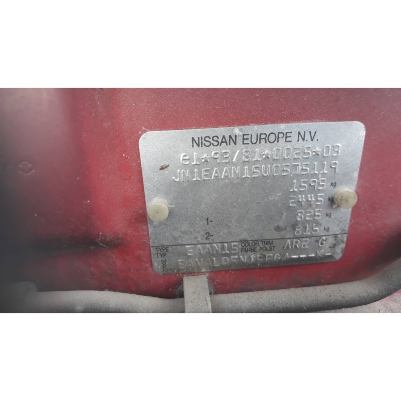 nissan almera (n15) 1.4 cat   |   0.95 - ... | 1995 | 75 cv / 55 kw del año 1995