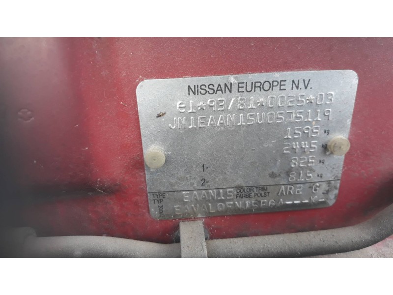 nissan almera (n15) 1.4 cat   |   0.95 - ... | 1995 | 75 cv / 55 kw del año 1995