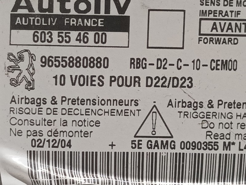 Recambio de centralita airbag para peugeot 407 st confort referencia OEM IAM 9655880880 603554600 