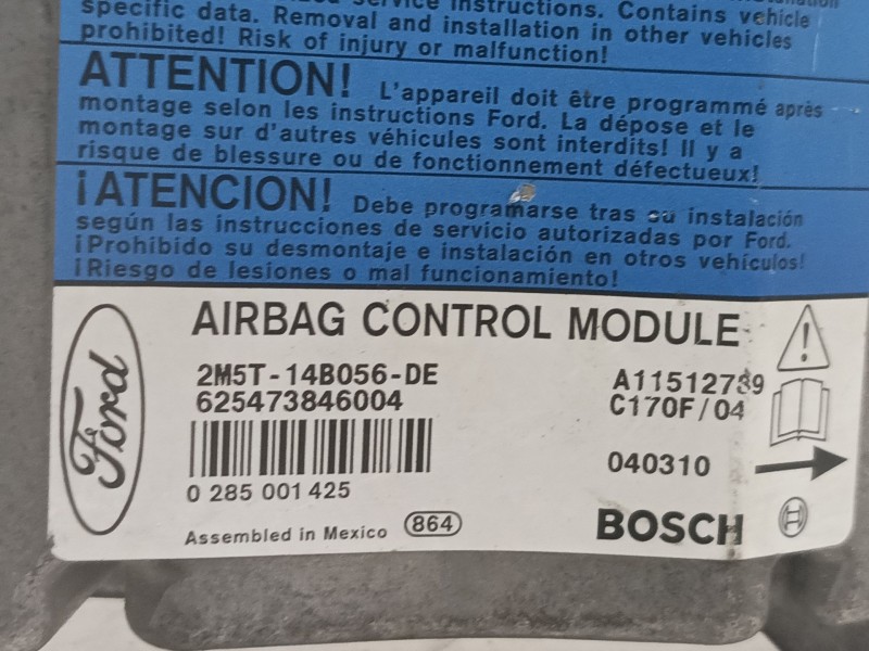 Recambio de centralita airbag para ford focus berlina (cak) trend referencia OEM IAM 0285001425 2M5T14B056 