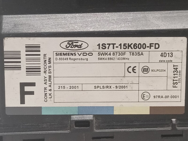 Recambio de modulo electronico para ford focus turnier (cak) ghia referencia OEM IAM 5WK48730F 1S7T15K600FD  Recambio de modulo electronico para ford focus turnier (cak) ghia referencia OEM IAM 5WK48730F 1S7T15K600FD