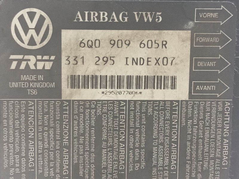 Recambio de centralita airbag para seat ibiza (6l1) stella referencia OEM IAM 331295 6Q0909605R 