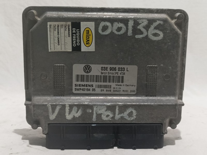 Recambio de centralita motor uce para volkswagen polo (9n1) trendline referencia OEM IAM 5WP4019405 03E906033L  Recambio de centralita motor uce para volkswagen polo (9n1) trendline referencia OEM IAM 5WP4019405 03E906033L