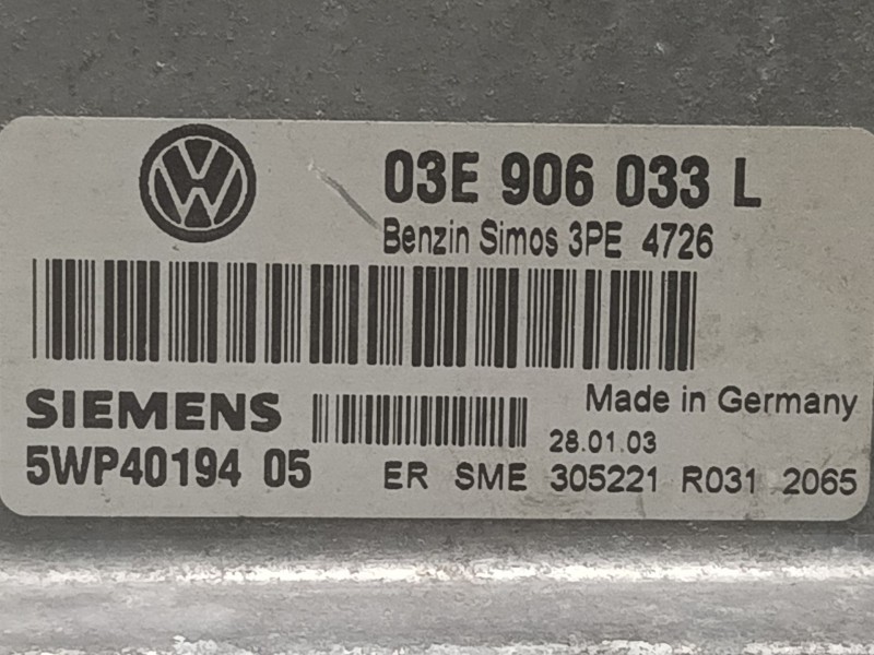Recambio de centralita motor uce para volkswagen polo (9n1) trendline referencia OEM IAM 5WP4019405 03E906033L  Recambio de centralita motor uce para volkswagen polo (9n1) trendline referencia OEM IAM 5WP4019405 03E906033L