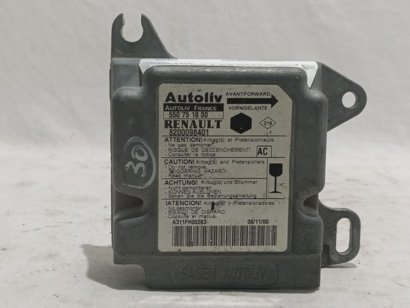 Recambio de centralita airbag para renault kangoo (f/kc0) 1.9 diesel referencia OEM IAM 550751800 8200098401 