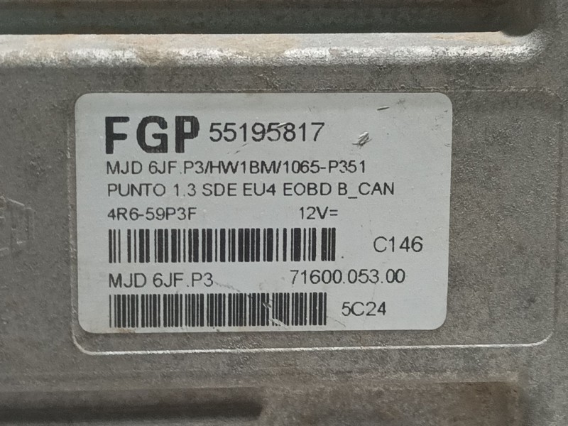 Recambio de centralita motor uce para fiat punto berlina (188) referencia OEM IAM 55195817  