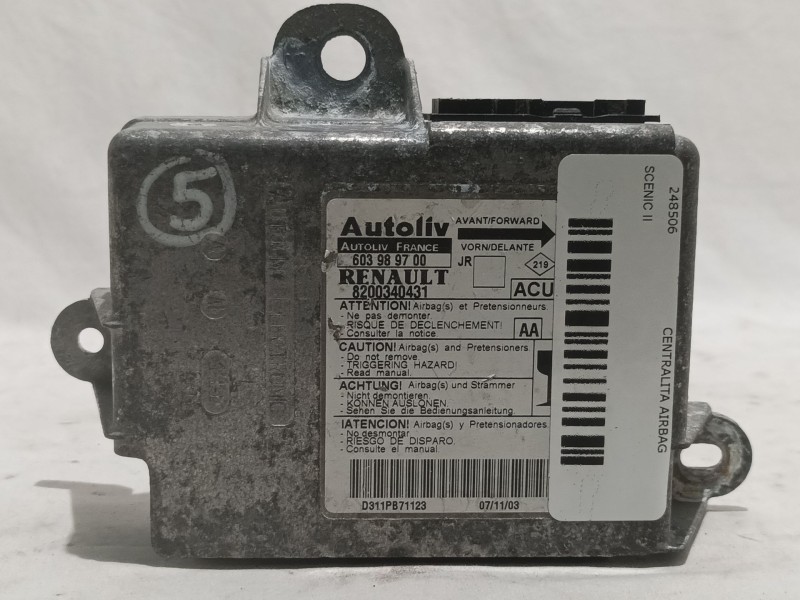 Recambio de centralita airbag para renault scenic ii authentique referencia OEM IAM 603989700 8200340431 