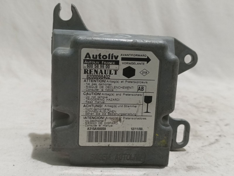 Recambio de centralita airbag para renault kangoo (f/kc0) expression referencia OEM IAM 600589600 8200098402 