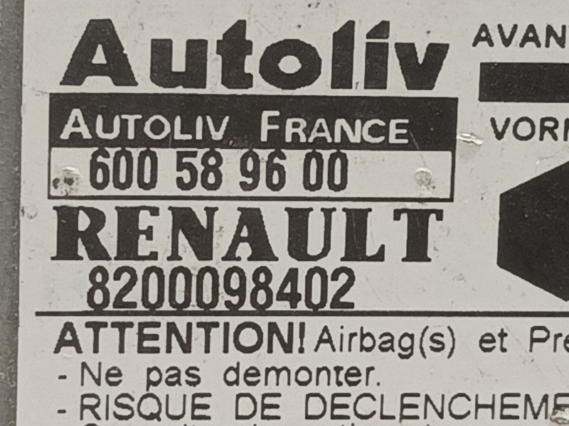 Recambio de centralita airbag para renault kangoo (f/kc0) expression referencia OEM IAM 600589600 8200098402 