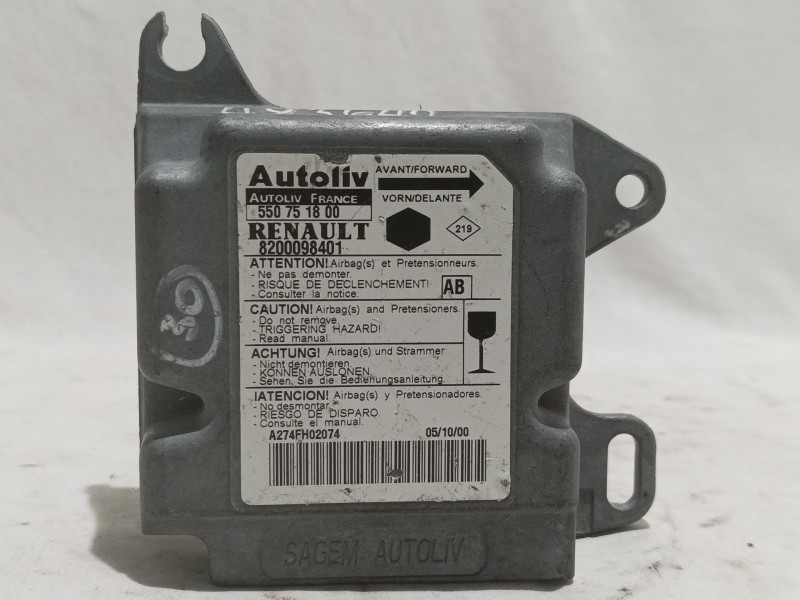 Recambio de centralita airbag para renault kangoo (f/kc0) authentique referencia OEM IAM 550751800  8200098401 Recambio de centralita airbag para renault kangoo (f/kc0) authentique referencia OEM IAM 550751800  8200098401