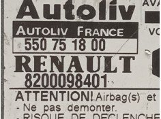 Recambio de centralita airbag para renault kangoo (f/kc0) authentique referencia OEM IAM 550751800  8200098401 2