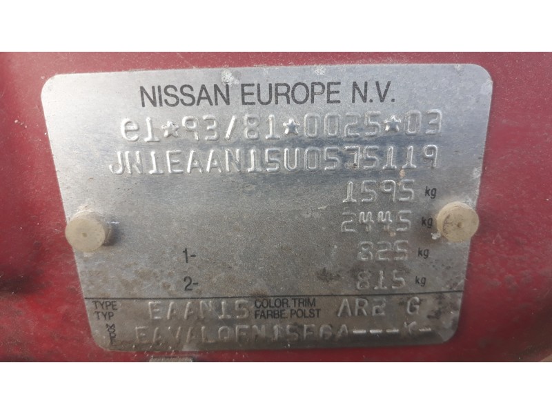 nissan almera (n15) 1.4 cat   |   0.95 - ... | 1995 | 75 cv / 55 kw del año 1995