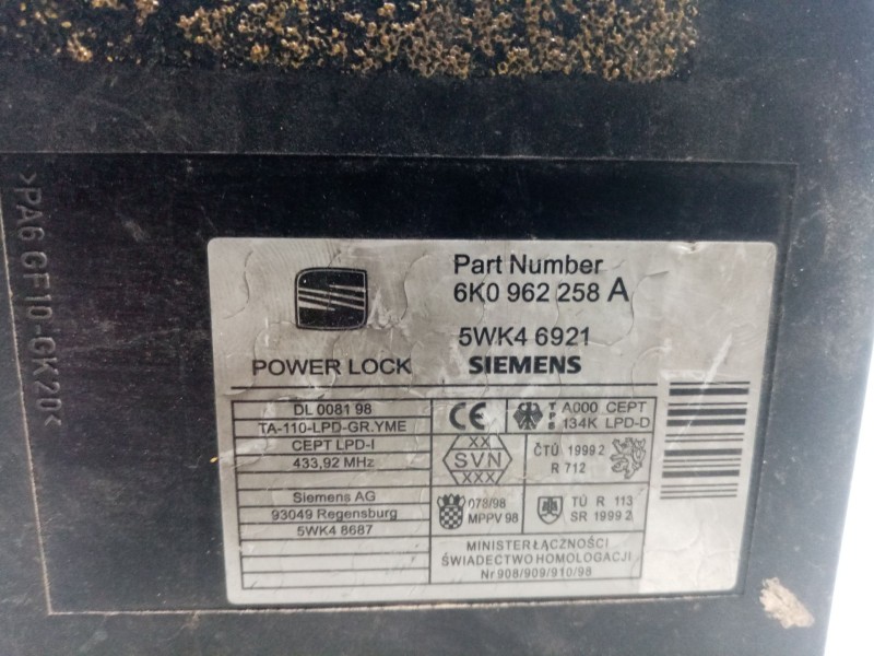 Recambio de modulo electronico para seat ibiza (6k1) 1.9 sdi referencia OEM IAM 6K0962258A  